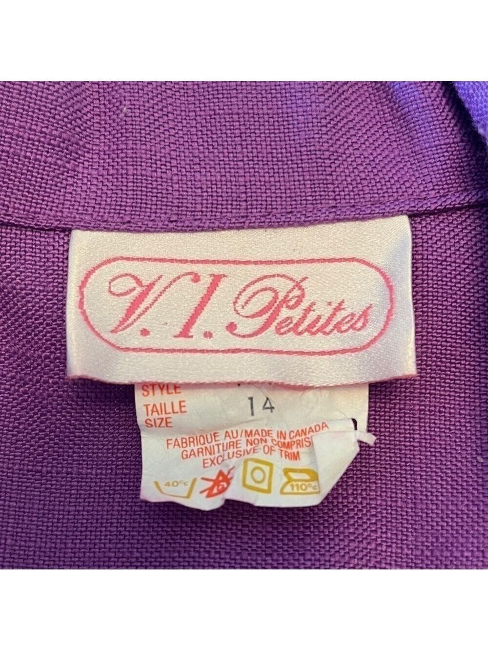 V.I.PETITES Vintage Double Breasted Purple Midi Dress Retro 80's 90's Canada - Picture 10 of 16